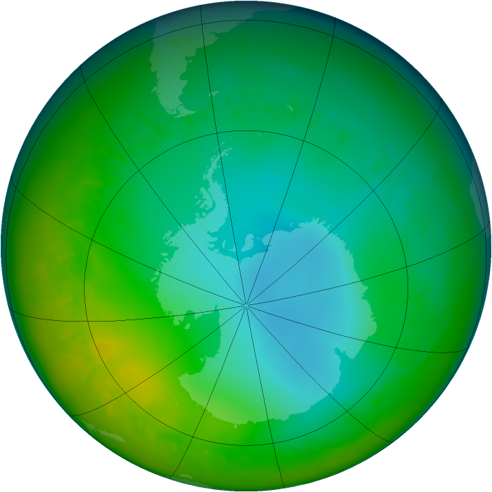 Antarctic ozone map for July 2011